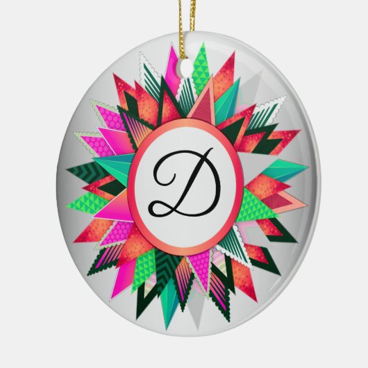 Initiaal kerstkleurig ontwerpmonogram keramisch ornament (Links)