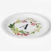 Initiaal kerstmis met rode en groene waterverf  papieren bordje (Gekanteld)