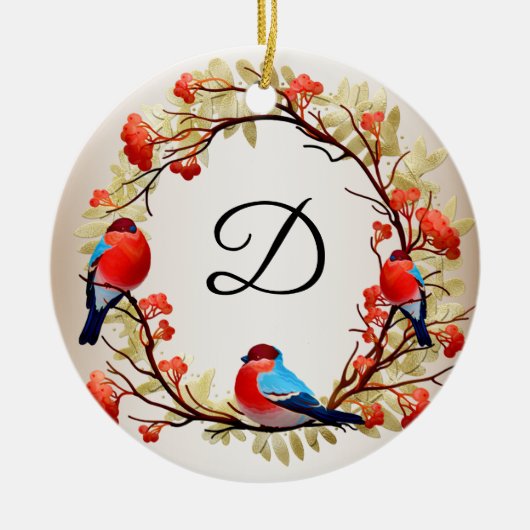 Initiaal kerstreuzenmonogram keramisch ornament (Voorkant)