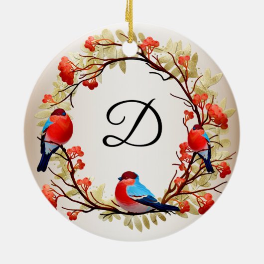 Initiaal kerstreuzenmonogram keramisch ornament (Achterkant)