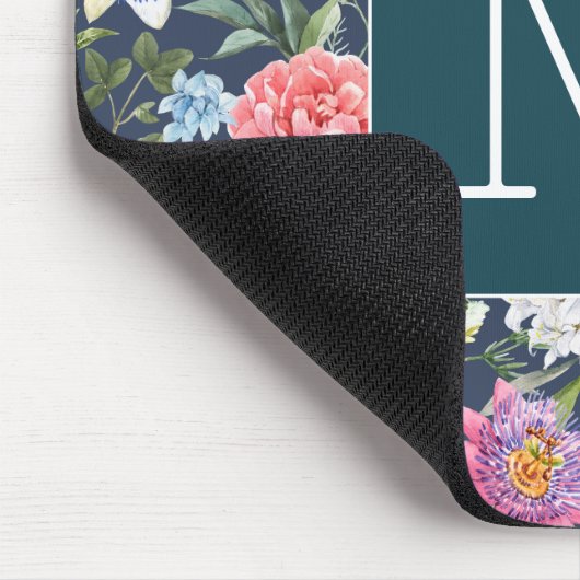 Initiaal  kleurrijke illustratie florale zeemacht muismat (Hoek)