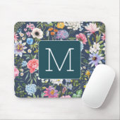 Initiaal  kleurrijke illustratie florale zeemacht muismat (Met muis)