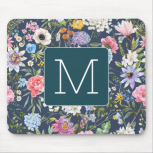 Initiaal  kleurrijke illustratie florale zeemacht muismat