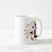 Initiaal "L" Alfabet Mok Monogram Boho Waterverf (Voorkant rechts)