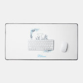 Initiaal "L" Blauw Monogram Kalm Bloemen Bureaumat (Keyboard & Muis)