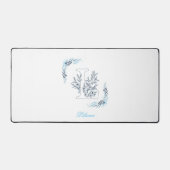 Initiaal "L" Blauw Monogram Kalm Bloemen Bureaumat (Voorkant)