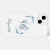 Initiaal "L" Blauw Monogram Kalm Bloemen Case-Mate iPhone Case (Achterkant (horizontaal))