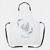 Initiaal "L" Blauw Monogram Kalm Bloemen Schort (Voorkant)