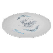 Initiaal "L" Blauw Monogram Kalm Bloemen Snijplank (Hoek)