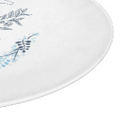 Initiaal "L" Blauw Monogram Kalm Bloemen Snijplank (Hoek)