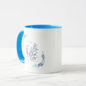 Initiaal "L" Blauw Monogram Kalme Bloemenkoffie Mok (Voorkant links)