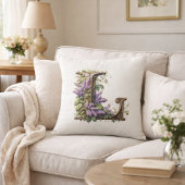 Initiaal "L" – Elegant Lila bloemontwerp Kussen