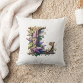 Initiaal "L" – Elegant Lila bloemontwerp Kussen (Deken)