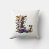 Initiaal "L" – Elegant Lila bloemontwerp Kussen (Achterkant)