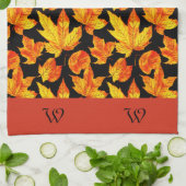 Initiaal L Fall Leaves Custom Keuken Handdoeken (Gevouwen)