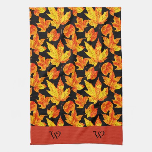 Initiaal L Fall Leaves Custom Keuken Handdoeken (Verticaal)