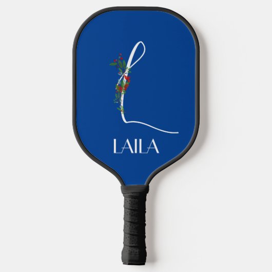 Initiaal L kalligrafie monogram bloem Pickleball Paddle (Achterkant)