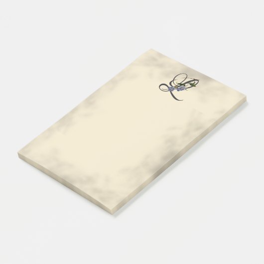 Initiaal L, Laurel Clockvine Post-it Notes (Schuin)