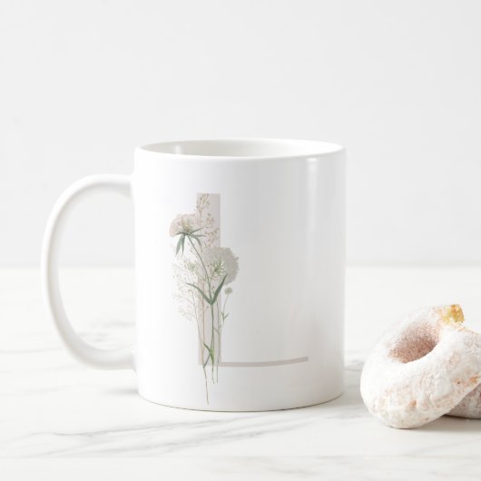 Initiaal L met zacht gekleurde bloemkool Koffie-Mo Koffiemok (Met donut)