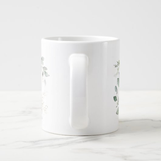 Initiaal L Modern Alphabet Greenery Monogram Grote Koffiekop (Achterkant)