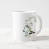 Initiaal L Modern Alphabet Greenery Monogram Grote Koffiekop (Voorkant rechts)