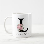 Initiaal L Monogram Bloembloem Roze Rozen Mok (Links)