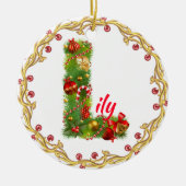 initiaal L monogrammen kerstversiering CUSTOMIZE Keramisch Ornament (Voorkant)