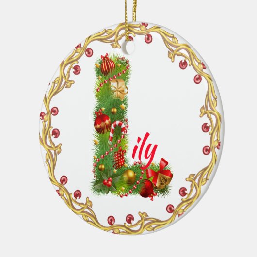 initiaal L monogrammen kerstversiering CUSTOMIZE Keramisch Ornament (Links)