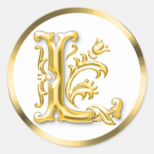 Initiaal L Ronde Sticker in Goud (Voorkant)