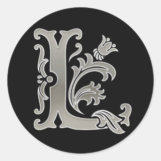 Initiaal L Ronde Sticker in zilver
