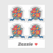 Initiaal letter A aangepaste naam leeuwerschild Sticker (Vel)