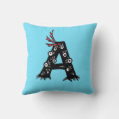 Initiaal Letter A Funny Cute Monster Kinder Kussen (Achterkant)