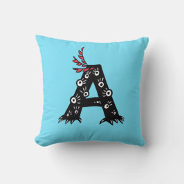 Initiaal Letter A Funny Cute Monster Kinder Kussen