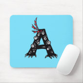 Initiaal Letter A Funny Cute Monster Kinder Muismat (Met muis)