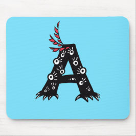 Initiaal Letter A Funny Cute Monster Kinder Muismat