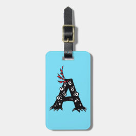 Initiaal Letter a Funny Cute Monster voor Kinderen Bagagelabel