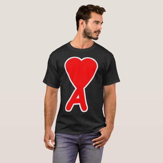 Initiaal Letter A Hart Valentijnsdag Matching Co T-shirt (Voorkant volledig)