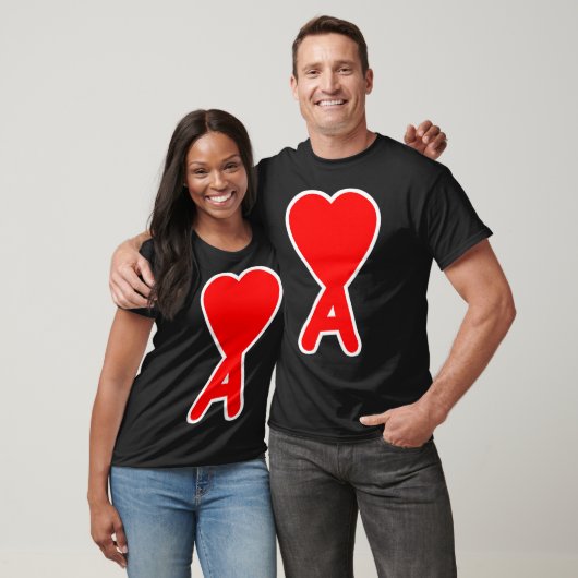 Initiaal Letter A Hart Valentijnsdag Matching Co T-shirt (Unisex)