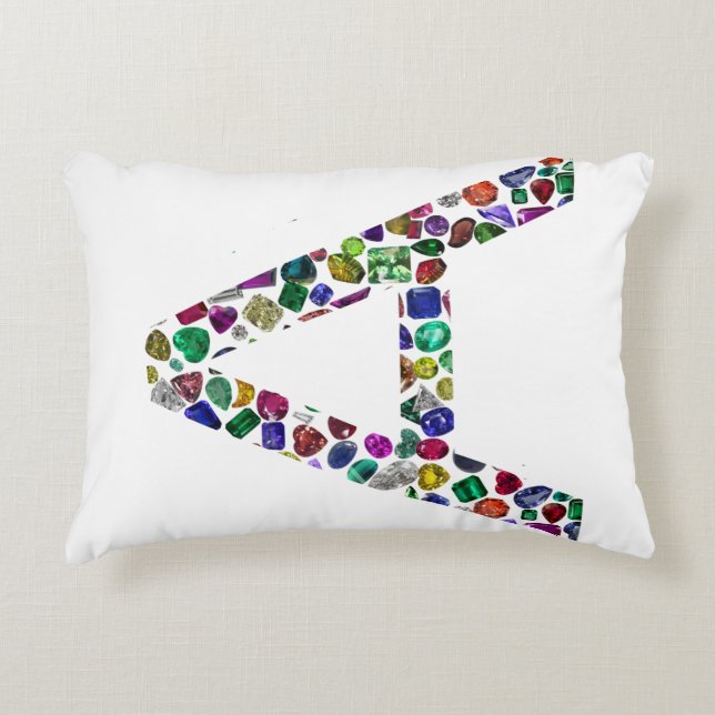 Initiaal Letter A in Edelsteen Bloemen Ontwerp Accent Kussen (Voorkant)