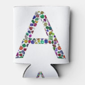 Initiaal Letter A met Edelsteen Bloemmonogram Blikjeskoeler (Voorkant)