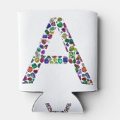 Initiaal Letter A met Edelsteen Bloemmonogram Blikjeskoeler (Achterkant)