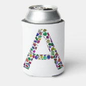 Initiaal Letter A met Edelsteen Bloemmonogram Blikjeskoeler (Blikje Achterkant)