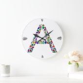 Initiaal Letter A met Edelsteen Bloemmonogram Grote Klok (Huis)