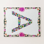 Initiaal Letter A met Edelsteen Bloemmonogram Legpuzzel (Horizontaal)