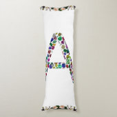 Initiaal Letter A met Edelsteen Bloemmonogram Lichaamskussen (Voorkant Verticaal)