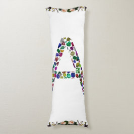 Initiaal Letter A met Edelsteen Bloemmonogram Lichaamskussen