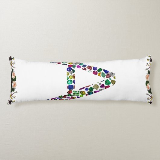Initiaal Letter A met Edelsteen Bloemmonogram Lichaamskussen (Voorkant)