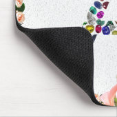 Initiaal Letter A met Edelsteen Bloemmonogram Muismat (Hoek)