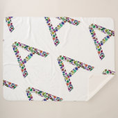 Initiaal Letter A met Edelsteen Bloemmonogram Sherpa Deken (Voorkant (horizontaal))