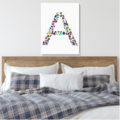 Initiaal Letter A, Monogram Modern Stijlvol Trendy Canvas Afdruk (Insitu (Slaapkamer))